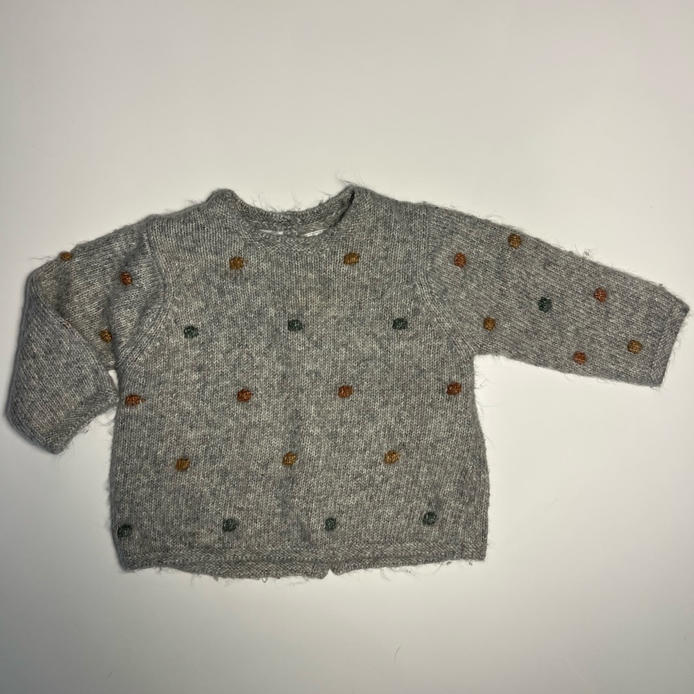 Zara Gray Knit with Colorful Dots